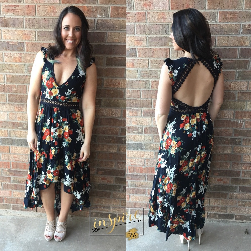Open Back Floral Dress